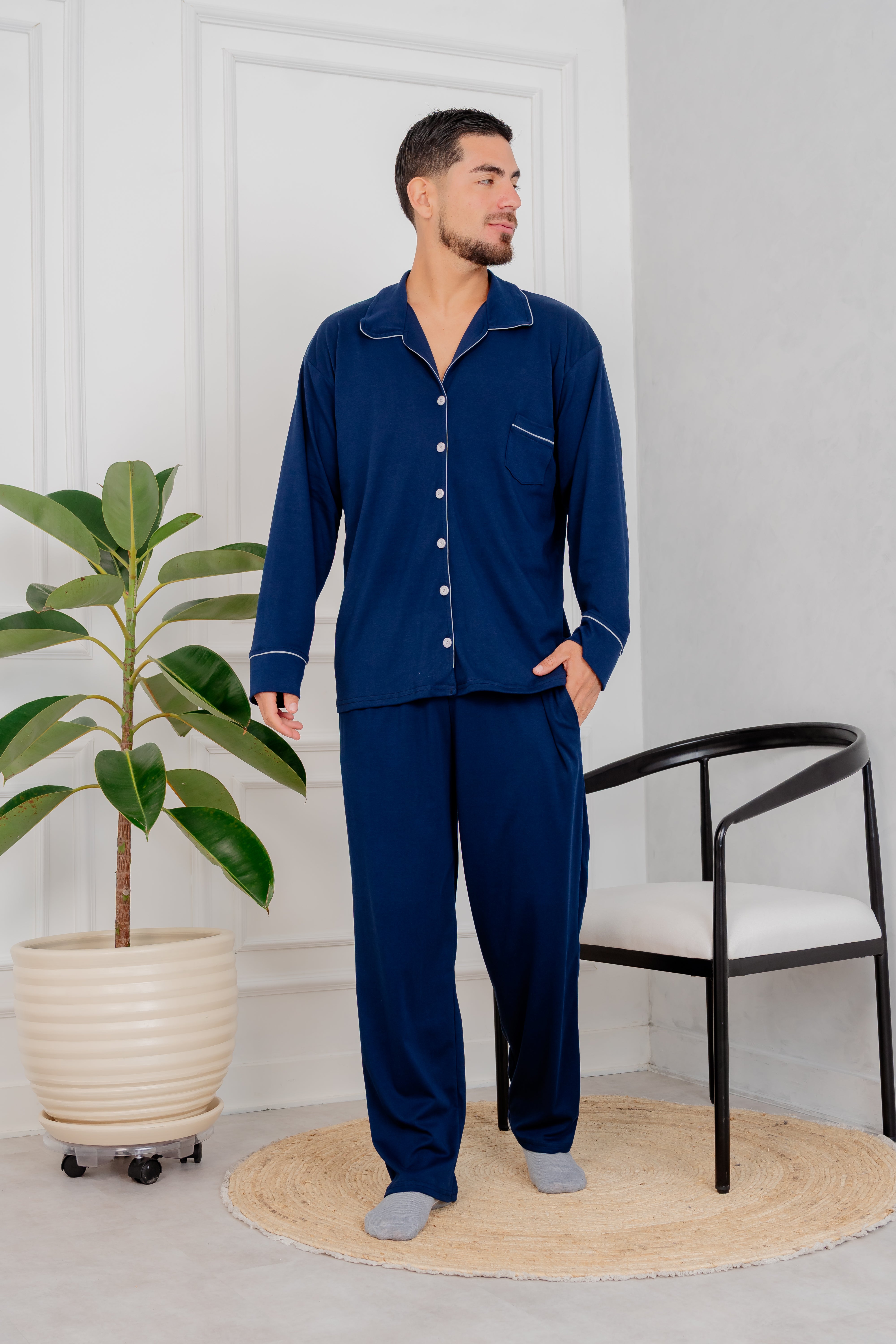 Algodón Pima Pijama Hombre Camisero Pijama Aldo Algodòn Pima