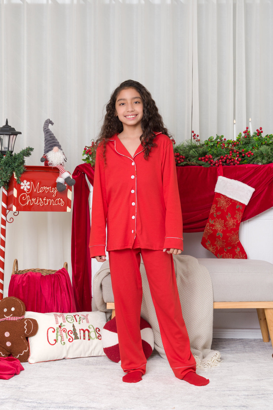PIJAMA CAMISERA NAVIDEÑA NIÑA Y NIÑO