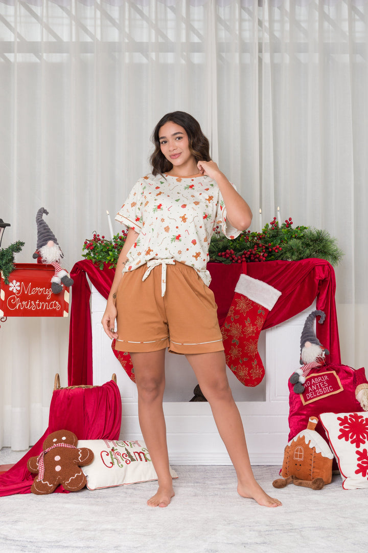 pijama short navideño dama 