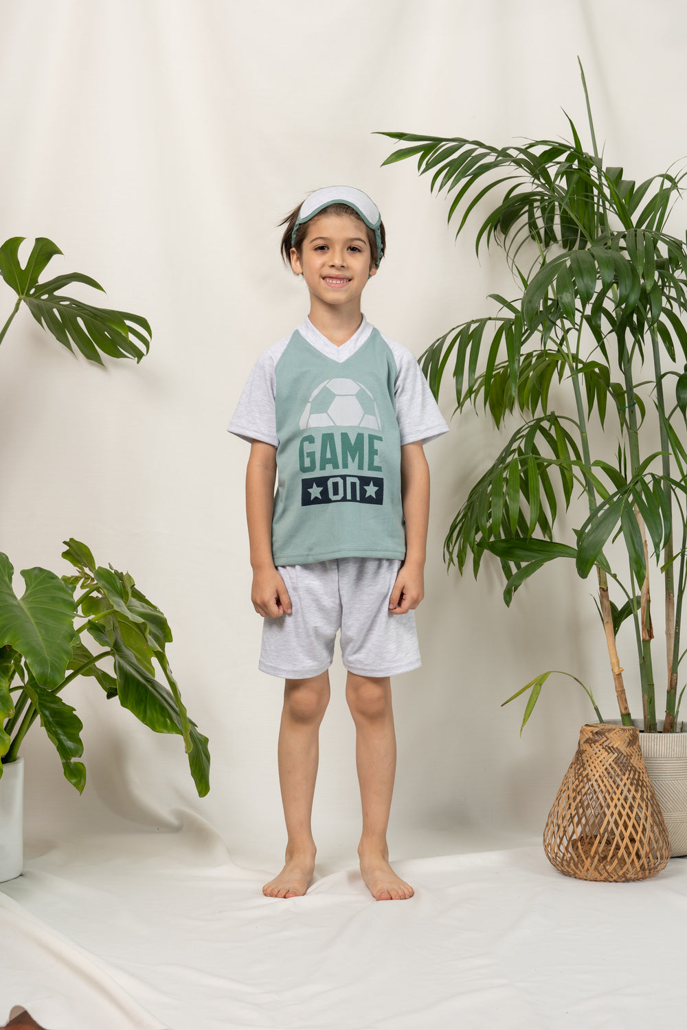 Pijama para niño Sam Kids en algodón pima color verde arena
